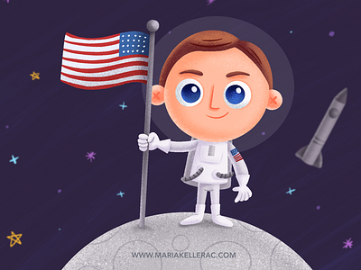 Man on the moon apollo astronaut cuteart dreams illustration imagination ipad kidlitart mexico moon procreate usa