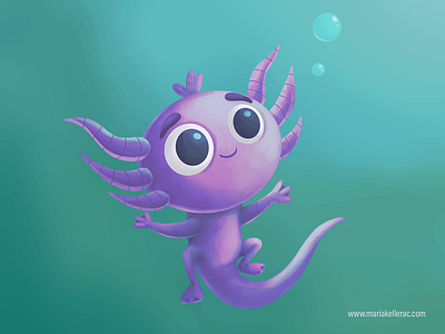 Axolotl axolotl baby bookillustration character children cute illustration kids mexico procreate water