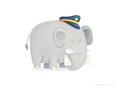 Mailman cartoon character children cute elephant illustration kidlitart kids mailman mexico procreate