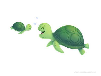 Unconditional love cartoon character children cute illustration kidlitart kids love mexico mom procreate turtles
