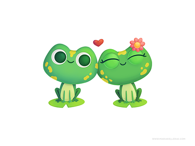 Frog couple cartoon character children couple cute dailyart frogs kidlitart kids love mexico procreate ranas
