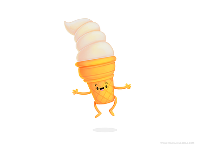 Ice cream cartoon character children cute dailyart dessert helado icercream jump kids mexico procreate