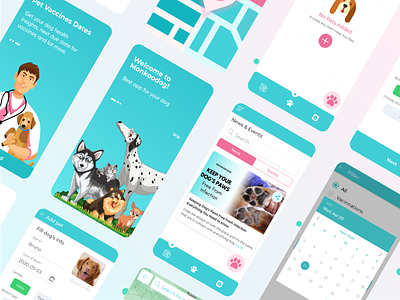 App Screens appui branding calendar color theory dailyui doctor dog app graidents green illustration palletes pet vaccination product app tabs teal ui ui design challenge user experience user interface ux design