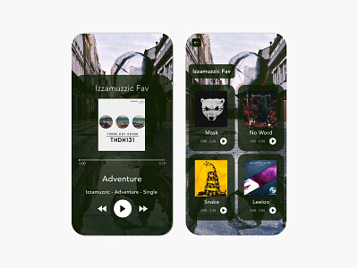 Musicapp Izza app design black button cards dailyui design details minimal music app photohsop playlists user user experience