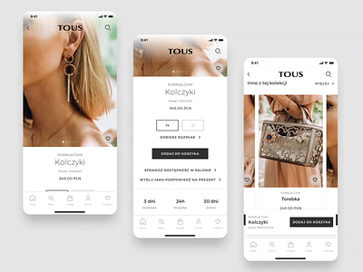 Product card concept for TOUS after effects animation clean design ecommerce figmadesign flinto interaction iphone magento mobile mobile modern progressive web app pwa shopware ui uiux web design