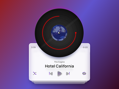 Vinyl player 3d clean design glass gradient icon icons layers minimal music pause play player record record player repeat sketch spotify ui vinyl