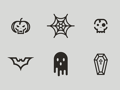 Happy Halloween! 👻🎃🕸🧛🏻‍♂️☠️ bat branding clean coffin design ghost halloween icon logo minimal outline pumpkin rounded sign skull spider symbol trick or treat web zombie