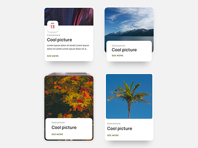 Card type component exploration block box calendar card cards clean components design design system div figma minimal photo shadow sketch style guide swipe title ui ui design