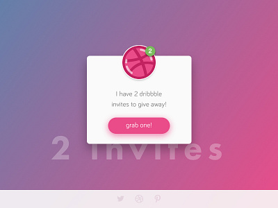 2 Dribbble Invites app ball dribbble giveaway invitation invite notification popup sketch ui