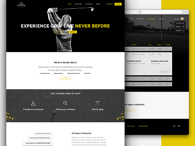 Website Design - Stroke Wars black bw clean contest golf luxury minimal rwd web design website website design yellow