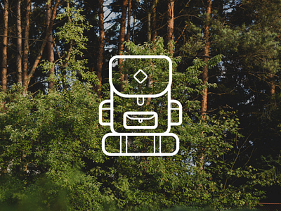 Into the woods - backpack icon adventure backpack bag explore forest freedom green hike icon symbol travel woods