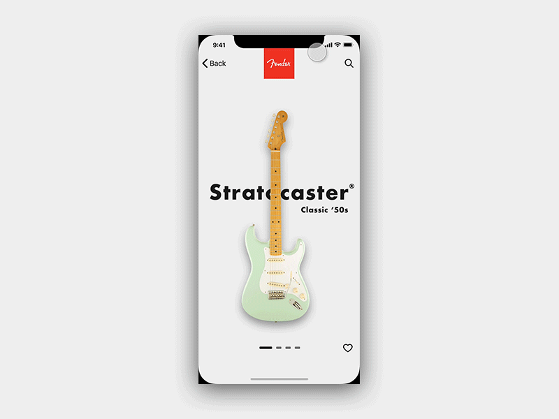 Guitar presentation concept app motion animation app fender flinto guitar interaction ios iphone loading motion strat stratocaster
