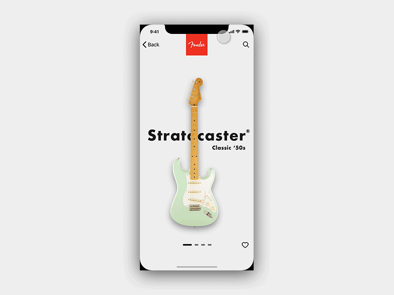 Guitar presentation concept app motion animation motion flinto interaction loading stratocaster fender app guitar ios iphone strat