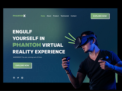 PhantomX VR 3d figma headset landing page mobile ui uiux virtual reality vr website