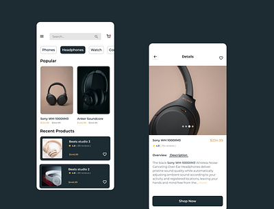 Gadget store app design branding design figma headset mobile app ui uiux