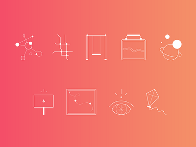 Category icons eye gradient icon illustration kite lunchbox map molecule sign space subway swing