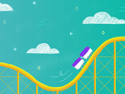 Fantasy vs. reality clouds colorful fantasy football illustration roller coaster sky whimsical