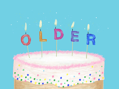 Birthday Cake birthday cake cake candles celebration color digital illustration food illustration letters podcast rainbow type