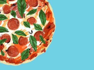 Pizza basil food illustration pepperoni pizza podcast