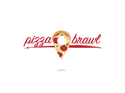 Pizza Brawl flat illustration graphic icon location location marker map pizza type typography