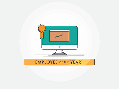 Employee of the Year computer employee of the year flat icon illustration line vector web website