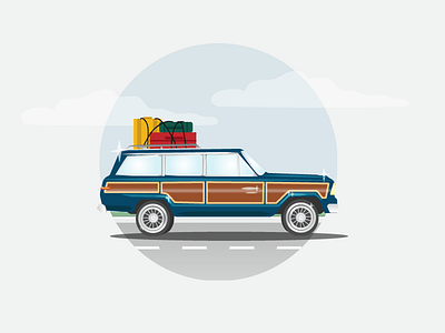 Road Trip car icon illustration labor day road trip travel