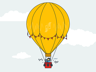 Balloon balloon cell phone character flat flying hot air balloon illustration outline reception tech