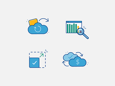 Security Software Icons - 3 cloud flat graph icons line scalable security tech window