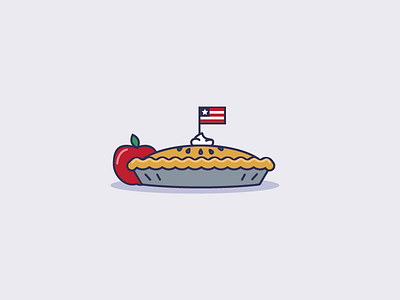 30 Minute Design Challenge - America america american american flag apple apple pie flat illustration line pie