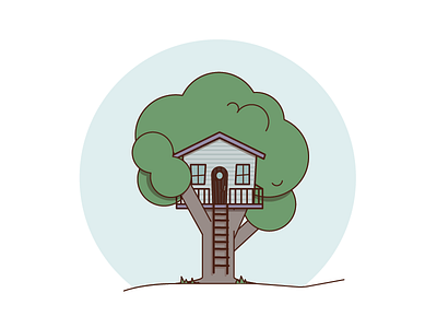 30 Minute Challenge - Treehouse 30 minute challenge 30minute flat house illustration outline tree treehouse