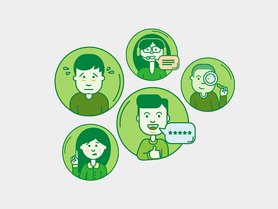 Character Illustrations character flat illustration line people phone search talk thumbs up voip worried