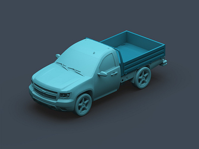 pickup truck_ Isometric 3d 3dpickup car chevrolet green illustration maya modeling pickup render