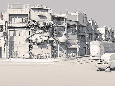 Italian Cartoon Street 3d 3dmodel cartoon maya modeling vray.italian