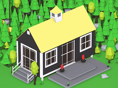 Forest House 3d house low poly