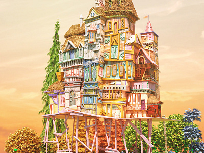 Princess kira Castle 3d fantasy forest magicalbuilding maya woods