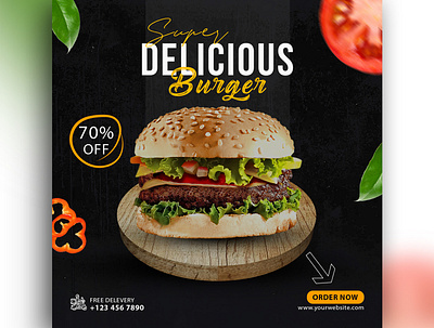 Food Social Media Banner burger design food graphic design post social media template