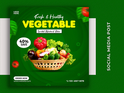 Vegetable Healthy Food Banner Design facebook cover banner