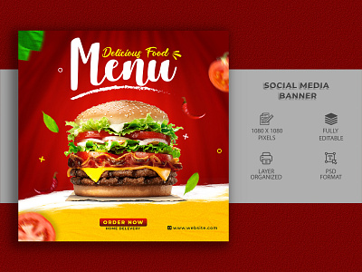 Food Social Media Post Banner Design facebook cover banner