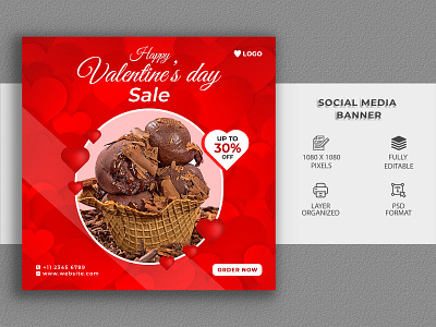 Valentine's Day Sale Social Media Banner