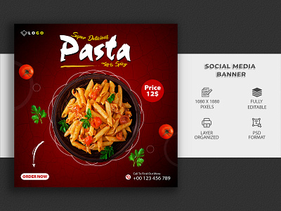 Pasta Social Media Food Banner Template flyer social
