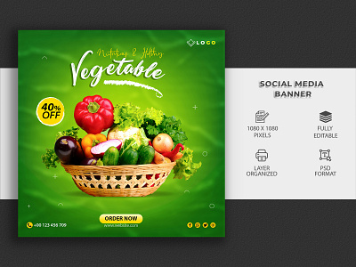 Healthy Vegetable Social Media Food Banner flyer social vegetable