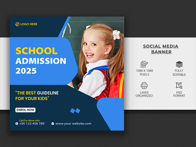 School Admission Instagram post Design design facebook cover banner flyer social graphic design post social media
