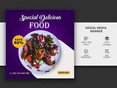 Special Food Design And Instagram post design facebook cover banner flyer social graphic design post social media template