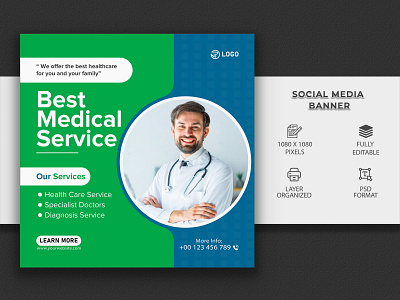 Medical Service Instagram post Design design facebook cover banner flyer social graphic design post social media template