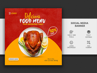 Food Menu Instagram Post Design design facebook cover banner flyer social graphic design post social media template