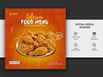Delicious Food Menu Instagram post Design design facebook cover banner flyer social graphic design post social media template