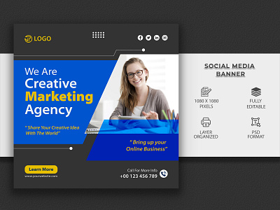 Creative Marketing Agency Social Media Post Design design facebook cover banner flyer social graphic design post social media template