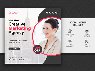 Creative Marketing Agency Instagram post Design design facebook cover banner flyer social graphic design post social media template