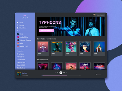 Music app dashboard