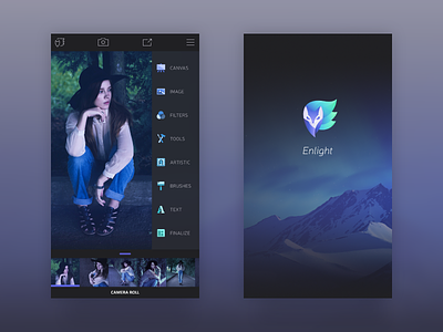 Enlight app - main screen & splash - retrospective app appstore camera enlight icons ios menu photo photo editing splash toolbar tools